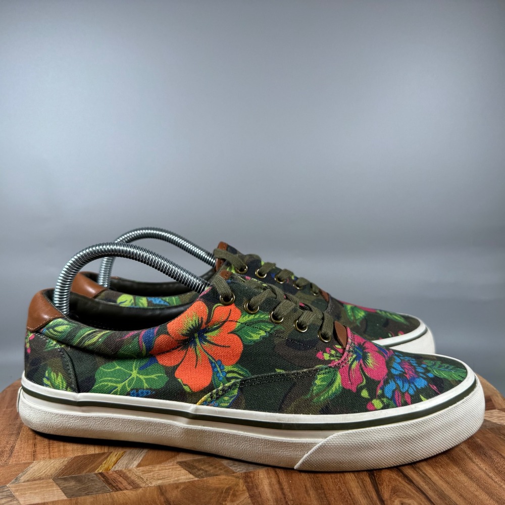 Polo Ralph Lauren Thornton III Men's Canvas Floral Print Sneakers Size 8.5D
